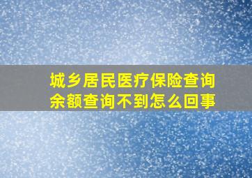 城乡居民医疗保险查询余额查询不到怎么回事