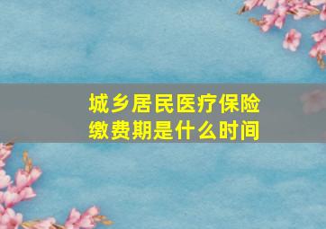 城乡居民医疗保险缴费期是什么时间