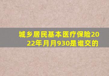 城乡居民基本医疗保险2022年月月930是谁交的