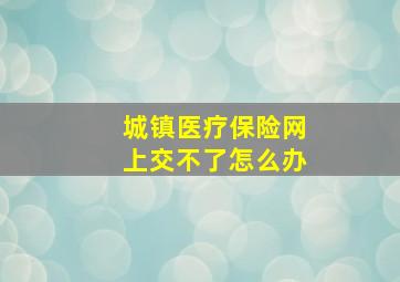 城镇医疗保险网上交不了怎么办