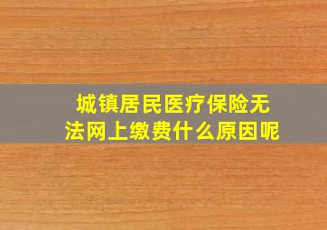 城镇居民医疗保险无法网上缴费什么原因呢