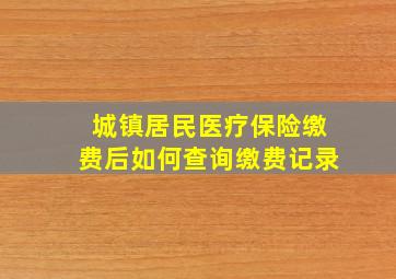 城镇居民医疗保险缴费后如何查询缴费记录