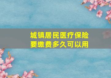 城镇居民医疗保险要缴费多久可以用