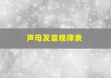 声母发音规律表