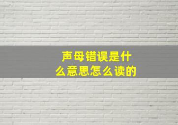 声母错误是什么意思怎么读的