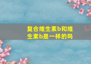 复合维生素b和维生素b是一样的吗