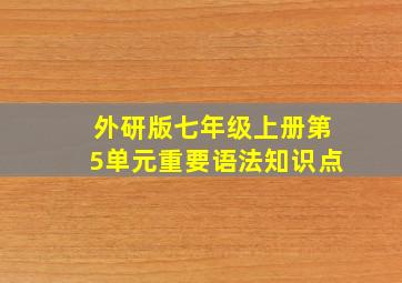 外研版七年级上册第5单元重要语法知识点