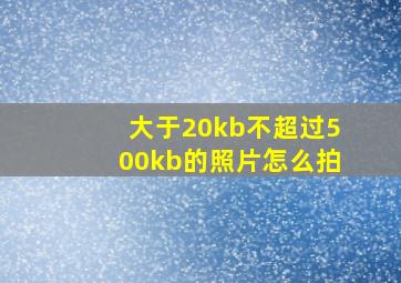 大于20kb不超过500kb的照片怎么拍