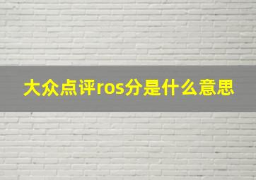 大众点评ros分是什么意思