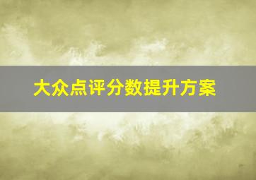 大众点评分数提升方案