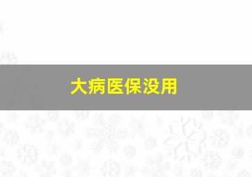 大病医保没用