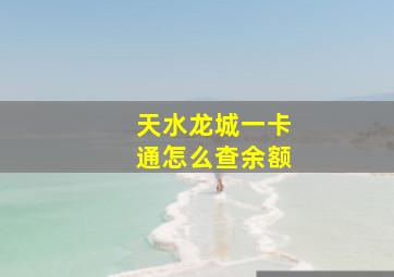 天水龙城一卡通怎么查余额