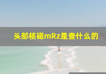 头部核磁mRz是查什么的