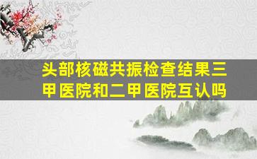 头部核磁共振检查结果三甲医院和二甲医院互认吗