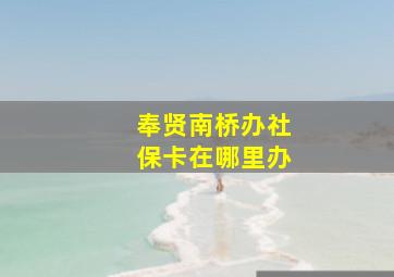 奉贤南桥办社保卡在哪里办