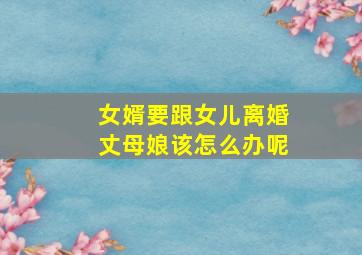 女婿要跟女儿离婚丈母娘该怎么办呢