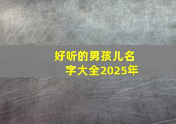 好听的男孩儿名字大全2025年