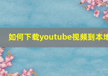 如何下载youtube视频到本地