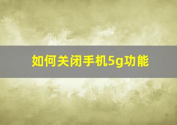 如何关闭手机5g功能