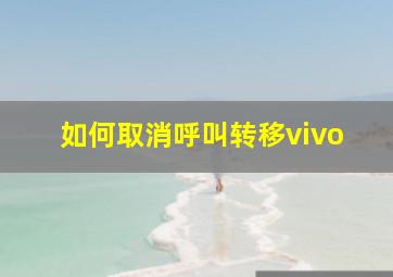 如何取消呼叫转移vivo