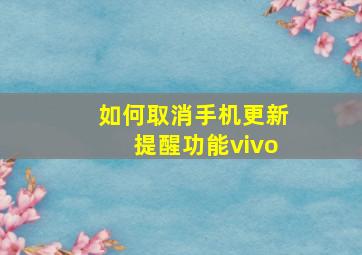 如何取消手机更新提醒功能vivo