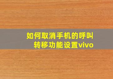 如何取消手机的呼叫转移功能设置vivo