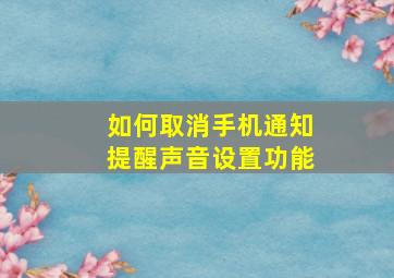 如何取消手机通知提醒声音设置功能