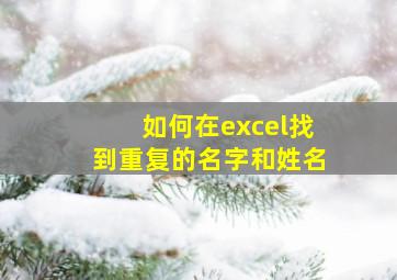 如何在excel找到重复的名字和姓名