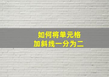 如何将单元格加斜线一分为二