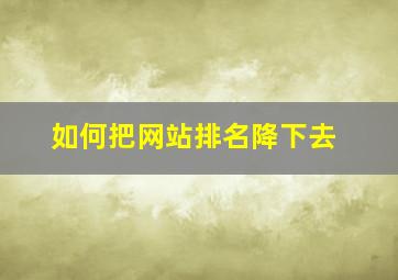 如何把网站排名降下去