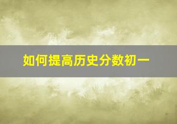 如何提高历史分数初一