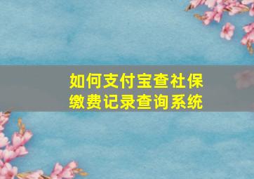 如何支付宝查社保缴费记录查询系统