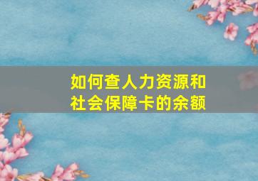 如何查人力资源和社会保障卡的余额