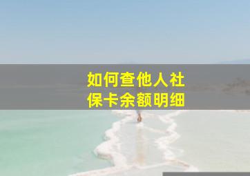 如何查他人社保卡余额明细