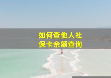 如何查他人社保卡余额查询