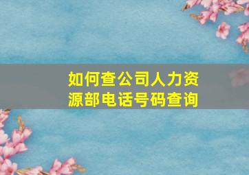 如何查公司人力资源部电话号码查询