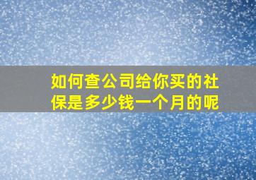 如何查公司给你买的社保是多少钱一个月的呢