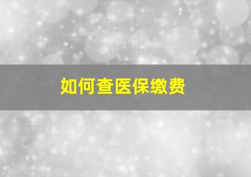 如何查医保缴费