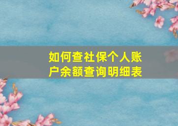 如何查社保个人账户余额查询明细表