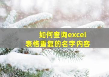 如何查询excel表格重复的名字内容