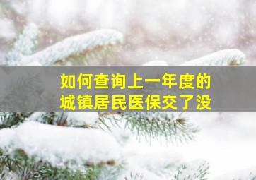 如何查询上一年度的城镇居民医保交了没