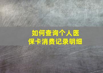 如何查询个人医保卡消费记录明细