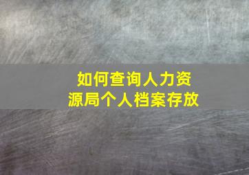 如何查询人力资源局个人档案存放