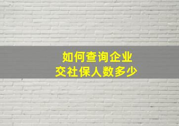 如何查询企业交社保人数多少