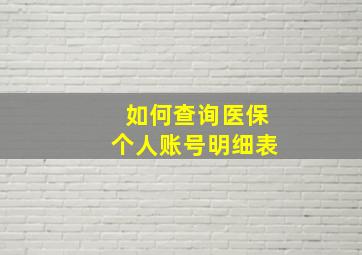 如何查询医保个人账号明细表