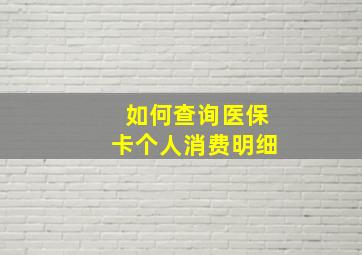 如何查询医保卡个人消费明细