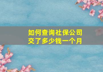 如何查询社保公司交了多少钱一个月