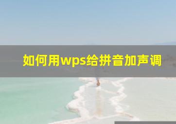 如何用wps给拼音加声调