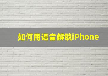 如何用语音解锁iPhone