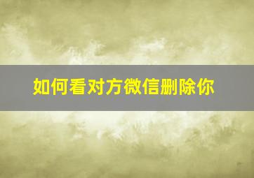 如何看对方微信删除你